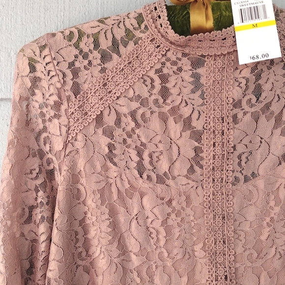 Cable & Gauge Elegant Lace Long Sleeve Top NWT - Picture 2 of 7